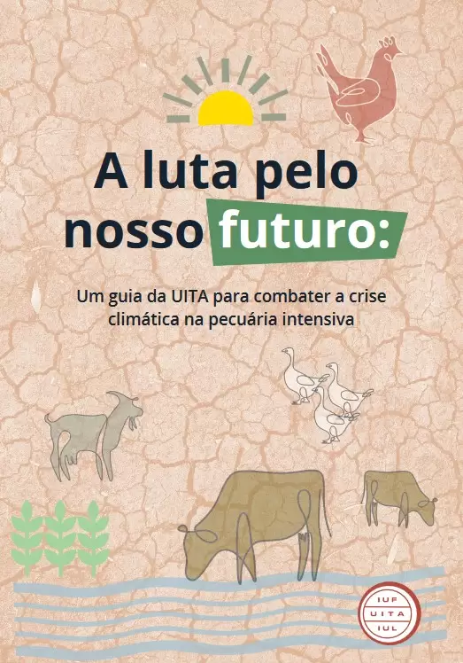 IUF poster on livestock and the climate crisis in Portuguese