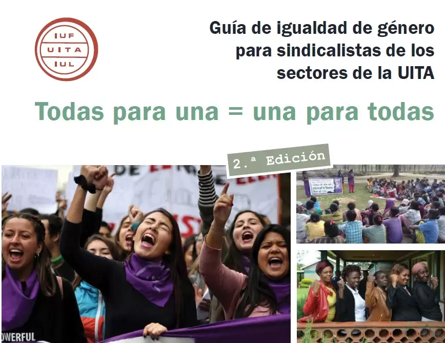 IUF poster showing women workers protesting in Spanish